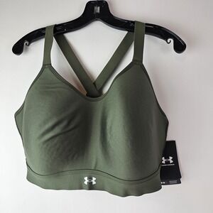 Under Armour NWT Women's 2X Continuum Mid Sports Bra Army Green Fitted Workout